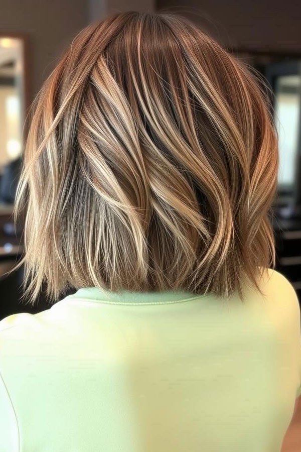Brown Bob with Blonde Highlights
